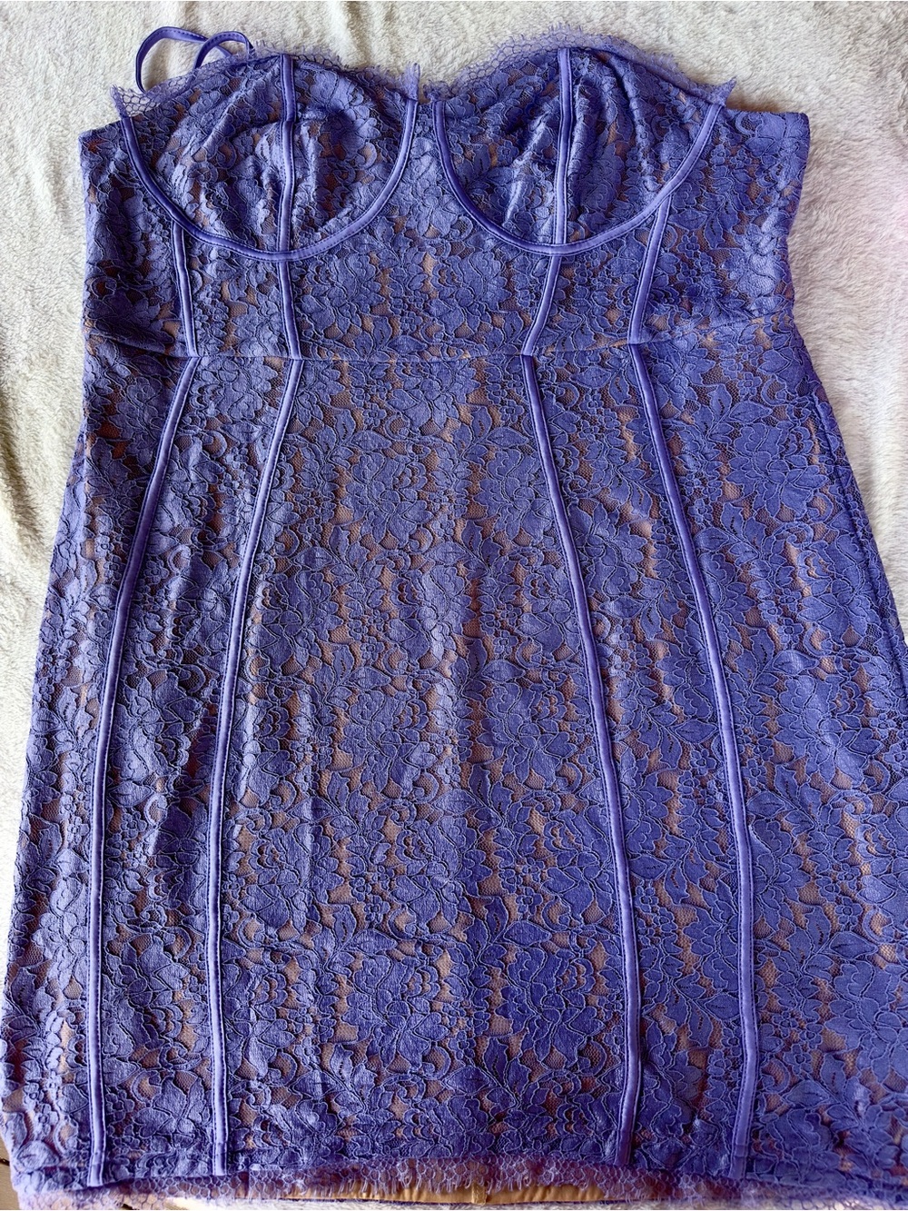 Cider Strapless Purple Lace Bodycon Dress